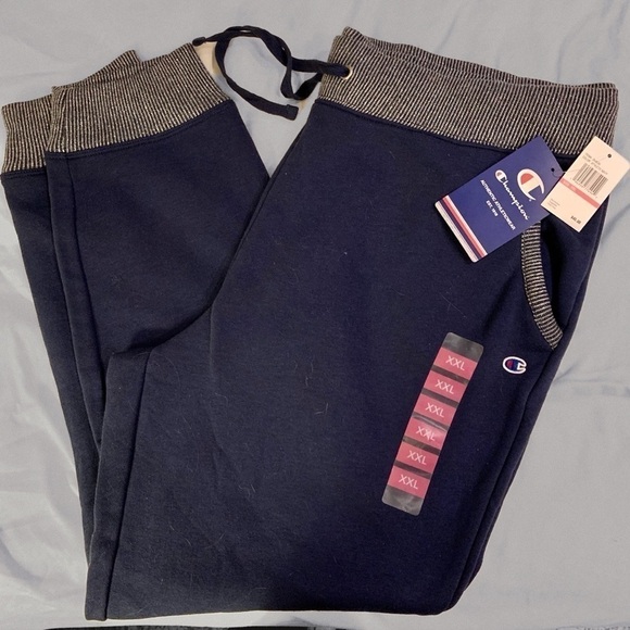 Champion Fleece Pants Plus Size XXL Navy with Metallic Waist Pockets & Cuffs NEW - Picture 13 of 13